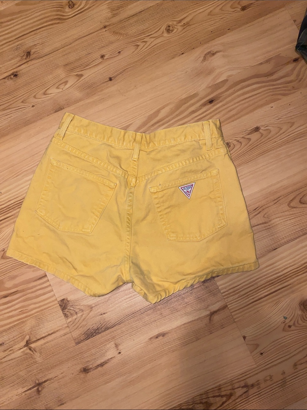 Guess Yellow High-Rise Button-Fly Jean Shorts - Picture 3 of 3